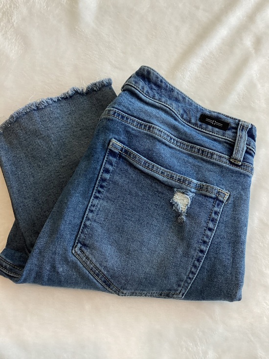 Liverpool Denim - Liverpool Distressed Crop Girlfriend Jean High Rise Size 8 29 Medium Blue Denim